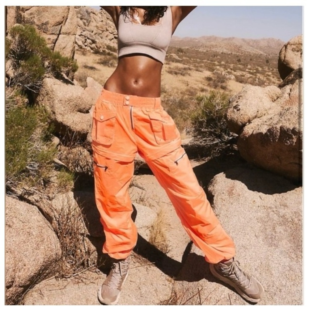 FP Movement Free People Get Your Run On Convertible Cargo Pants Orange Womens